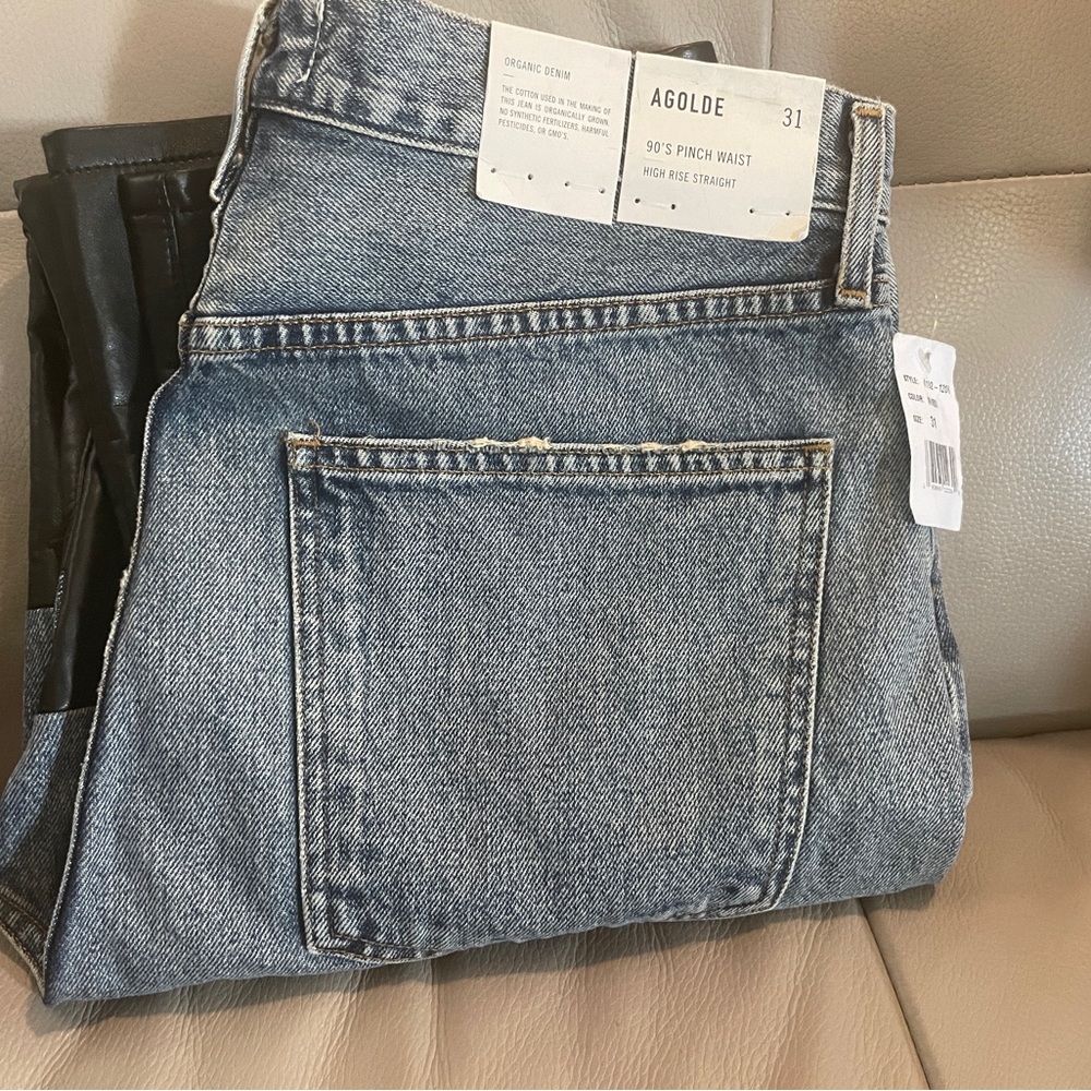 AGOLDE - NWT 90's Pinch Waist denim and recycled leather Size 31 (8-10)